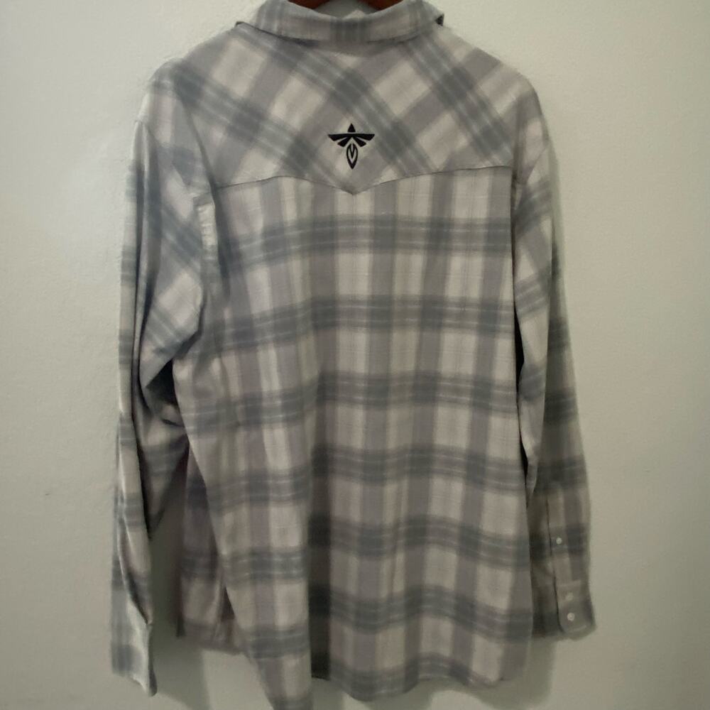 Port Authority Mens XL Firefly Embroidered Aerospace Gray Plaid Button Up Shirt